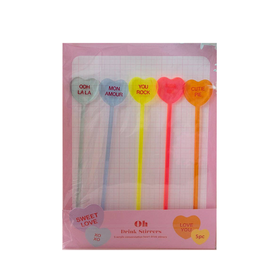 OH IT'S PERFECT // Conversation Heart Drink Stirrers [5pk]