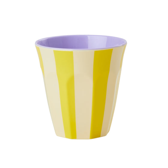 RICE // Melamine Cup with Cream Yellow Stripe Print